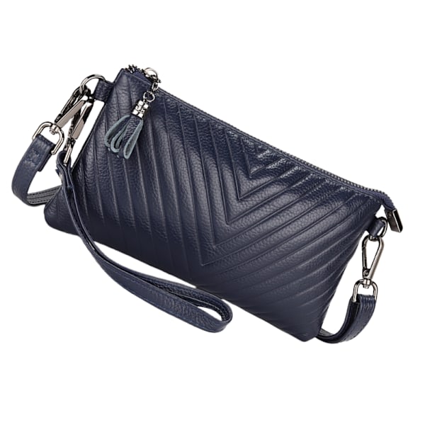 Kvinnors clutchväska i äkta läder, kompakt crossbody-väska Blå