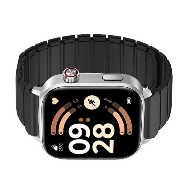 Magnetisk silikoneerstatningsrem kompatibel med Redmi Watch 4/5/6, 22mm interface, åndbart design til hverdagsbrug Black Black