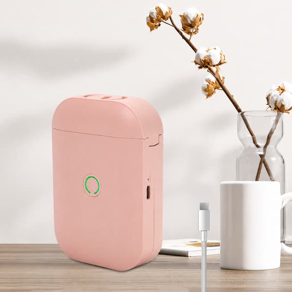 Bærbar Bluetooth-etiketprinter, 15 mm termisk udskrivning til Apple iOS og Android Pink Pink
