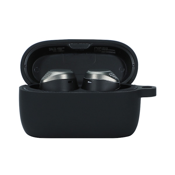 Skyddande Jabra Elite 75T Fodral med Nyckelring - Mjukt Stötsäkert Skydd Svart