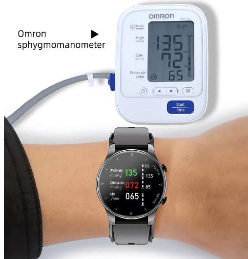 Smartwatch med blodsyre- och blodtrycksmätare Black Black