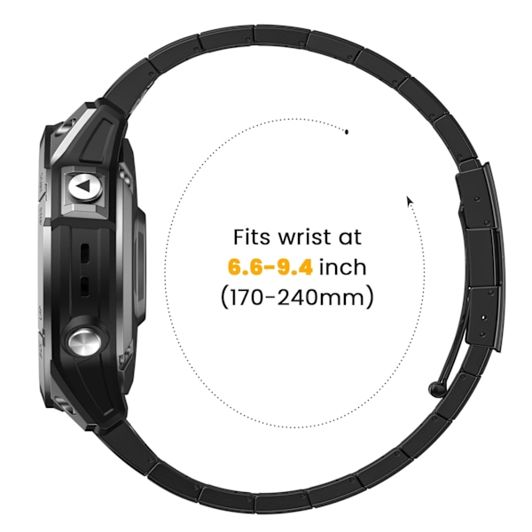 Pikairrotettava titaaninen kellohihna Garmin Fenix 7X 6X Pro 5X Plus -puhelimelle Musta 26 mm