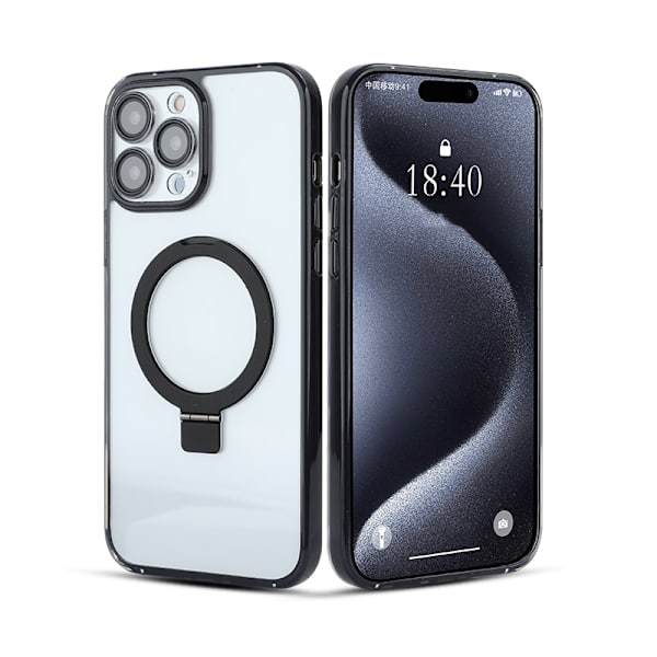 Iskunkestävä mobiilikotelo jalustalla iPhonelle iPhone 15 Plus Musta