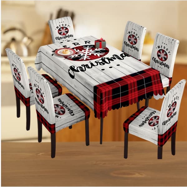 Julduks- och stolsöverdragset - Trämönsterdesign, Vattentät Polyester, Festlig Inredning