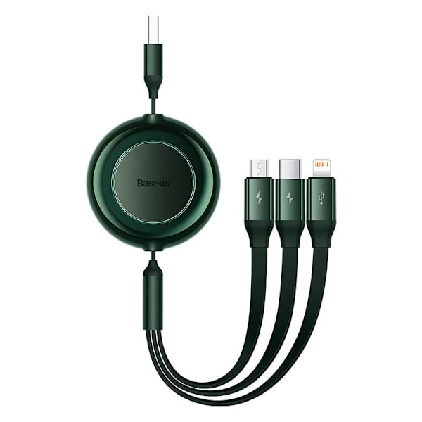 Baseus Bright Mirror 2, USB 3-i-1-kabel för micro USB / USB-C / Lightning 3,5A 1,1m (grön)