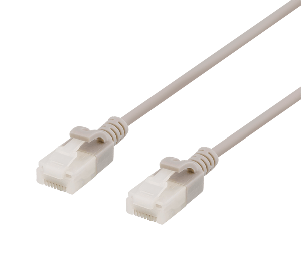 U/UTP Cat6a patch cable, slim, 3,5mm diameter, 3m, grey