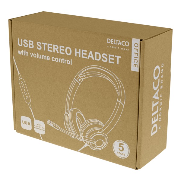 Office USB stereo headset volume control noise reducing mic