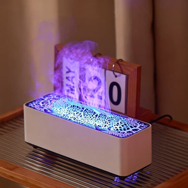 Flame Aroma Diffuser Luftfuktare: Simulerad Vulkan med Kompatibilitet för Eteriska Oljor för Avkoppling och Aromaterapi Black Black