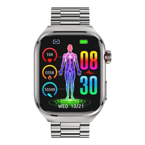 Smartur med metalarmbånd EKG, puls, blodtryk, søvn, skridttæller Silver Silver