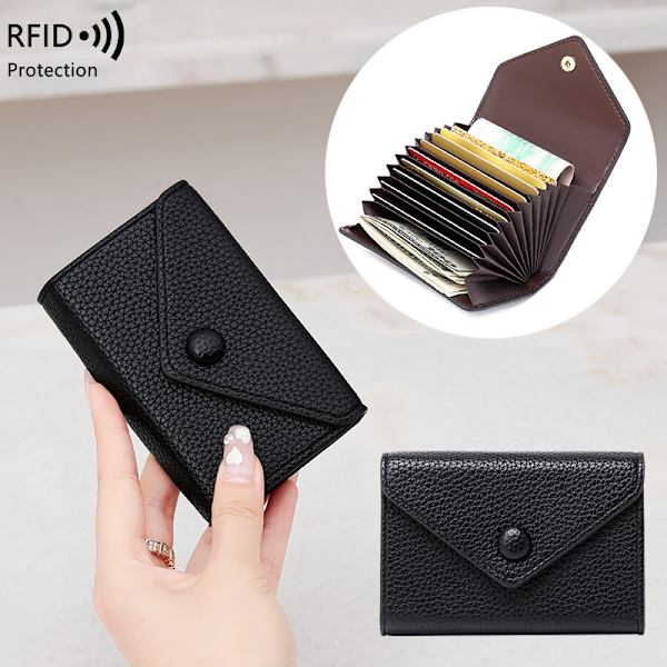 RFID-säker Korthållare i PU-läder Svart