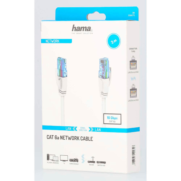 HAMA Nätverkskabel CAT6a U/UTP 3,0m Vit