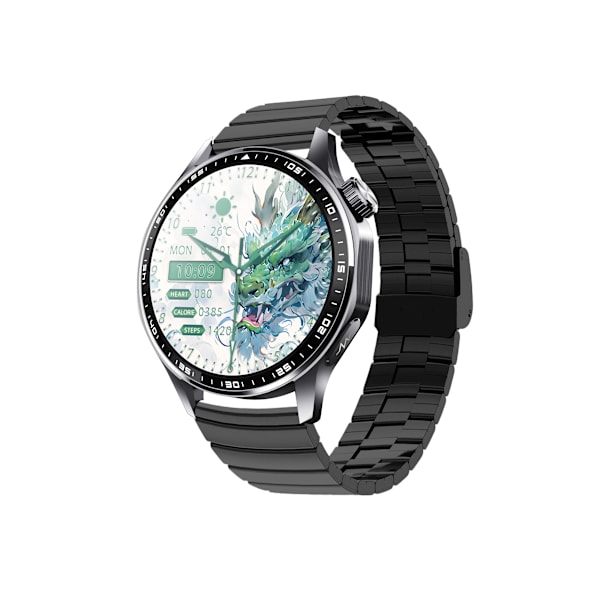 Smartwatch med EKG, pulsmåler, blodtryksmåler og skridttæller Black Bamboo Edition rem