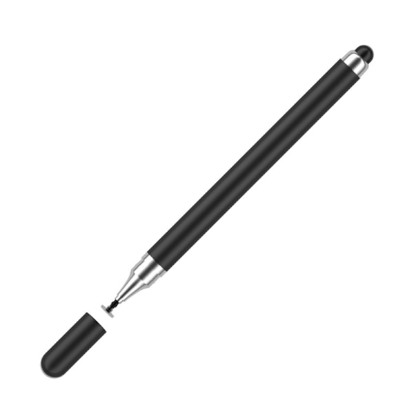 2-i-1 Stylus Penna för Pekskärmar (Dubbel Gummispets) Svart