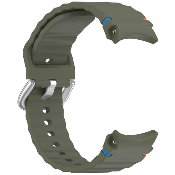 Samsung Watch 7 Wave Strap - Silverspänne (blekningsbeständig) - Armégrön