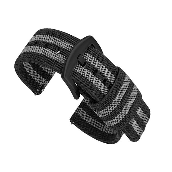 Nylon klockarmband med fjäderstänger med snabbkoppling Svart+grå 18 mm