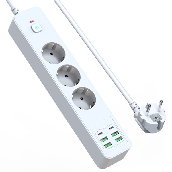 BKL-03 EU Power Strip 6 USB-portilla Valkoinen