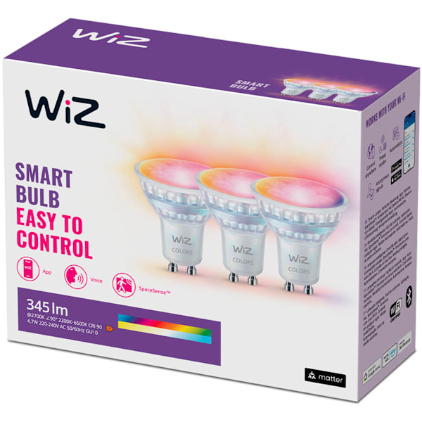 WiFi Smart LED GU10 50W 345lm Färg + Varm-kallvit 3-pack