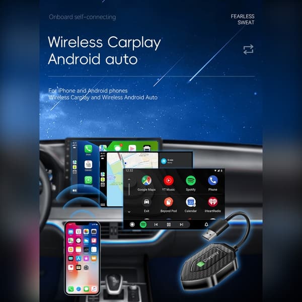 Smart Carplay & Android Auto Trådløs Adapter - 2-i-1 Forbindelsesboks, kompatibel med Apple og Android Enheder