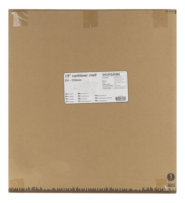 19 "fixed shelf, 2U, 550mm deep, for 600 / 800x800 cabinets