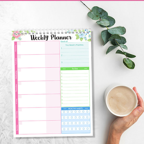 Veckoplanerare D - PVC Double Coil Bound Agenda för tidshantering