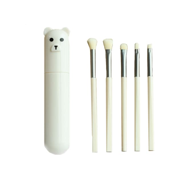 Makeup Brush Set - 5 børster med holder White White