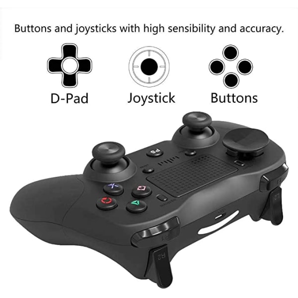 Trådlös 6-axis handkontroll för PS4 Svart