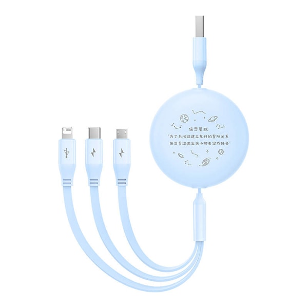 Latauskaapeli 3w1 Baseus USB-USB-C, USB-M, Lightning 3,5A, 1,1m (sininen)