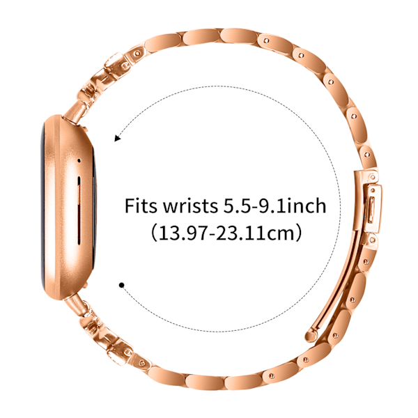 Glittrande fjärilsarmband för Fitbit Versa 3/4 med tre strass Rose guld