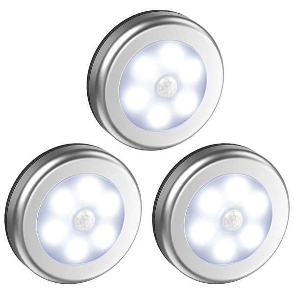 LED spotlights med rörelsesensor nattljus 3-pack Silver