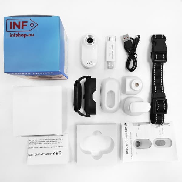 Mini Actionkamera med Vidvinkelobjektiv- 1080P HD White White