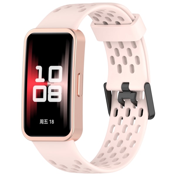 Udskiftningsrem til Huawei Band 10/9/8 - åndbart design med huller Lyserød