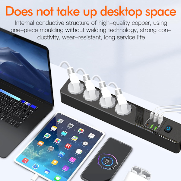 EU 4AC Power Strip 6 USB-portilla - BKL-03 Musta