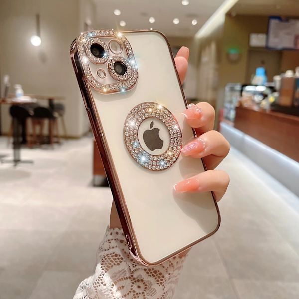 Elegant mobilskal Sparkle & Bling iPhone 14 Pro Max Rose guld