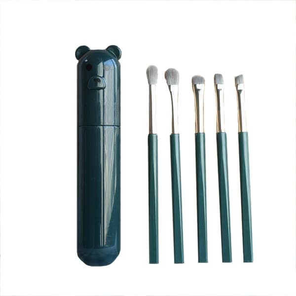 Makeup Brush Set - 5 børster med holder DarkGreen DarkGreen