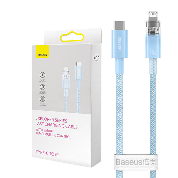 Hurtig opladningskabel Baseus USB-C til Lightning Explorer Series 2m, 20W (blå)