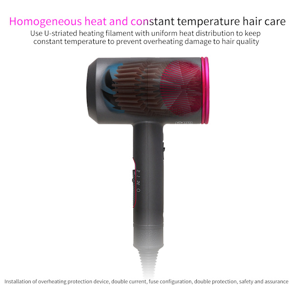 Hårtørrer med diffuser og koncentrator 5 hastigheder 2000W