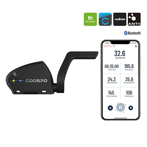 Nopeus- ja poljinnopeussensori Coospo BK805 on yhteensopiva Wahooon, Garminin, Brytonin jne.