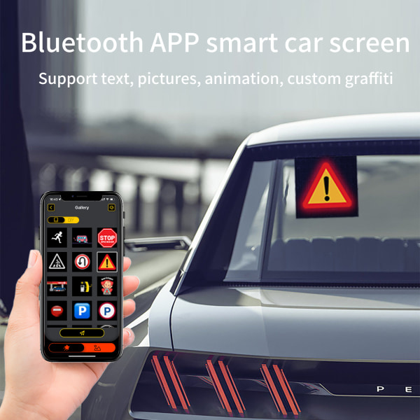 Pixel skærm på bilens bagrude Mobiltelefon APP kontrol Sort Sort