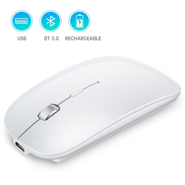 Langaton Bluetooth Dual Mode -hiiri monilaitteiseen käyttöön White White