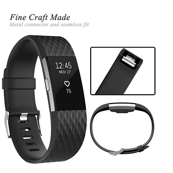 Fitbit Charge 2 armband silikon Svart (L)