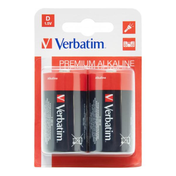 verbatim Batteries, D (LR20), 2 pcs Alkaline, 1.5 V