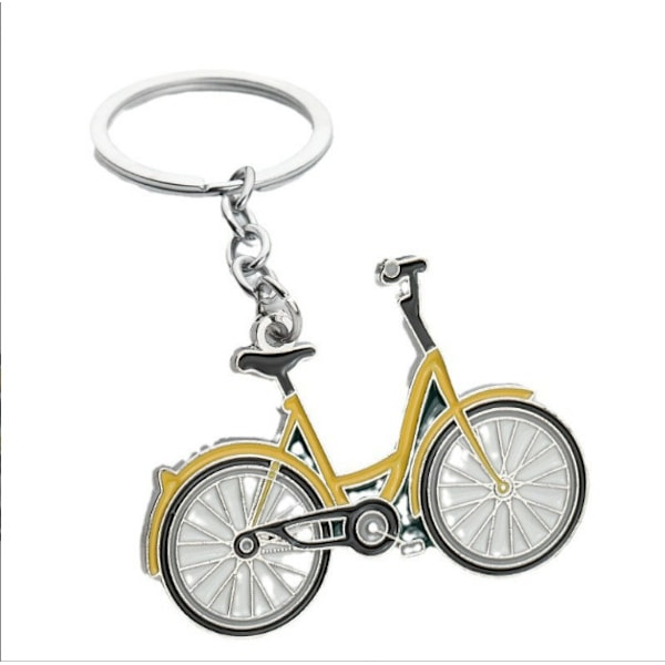 Miniatyrcykelnyckelring - Nyckelring i metall för cykel Gul