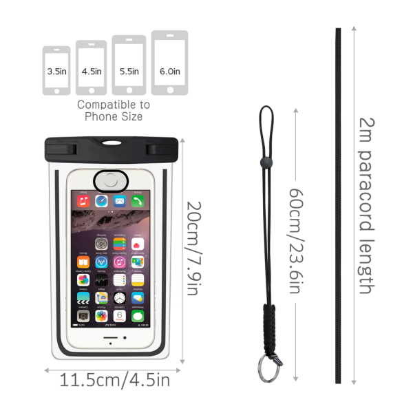 Vattentät mobilväska för smartphone - universal - blå 2-pack