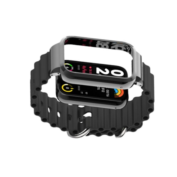 Xiaomi Band 8 Pro Metal Case Ocean Silikone Strap Sort