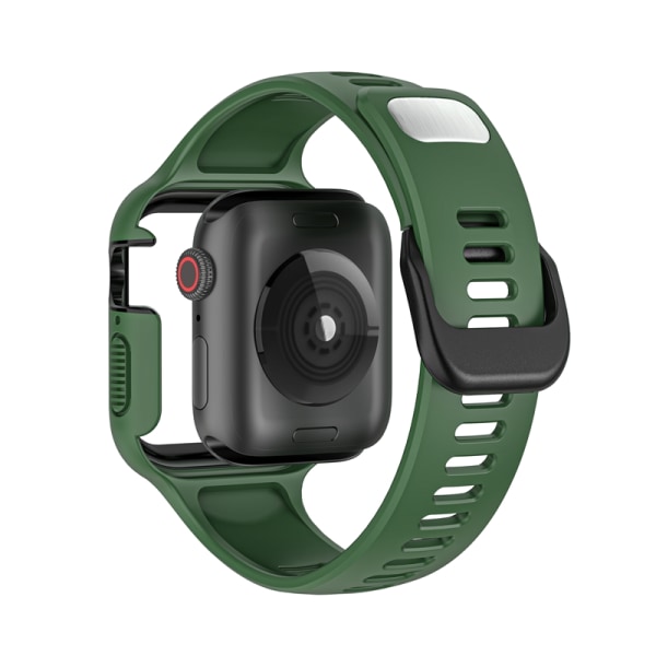 Urrem med skærmbeskytter til Apple Watch 4-6, 44mm Apple Watch 4-6 Gen 41/44mm Sort + Grøn