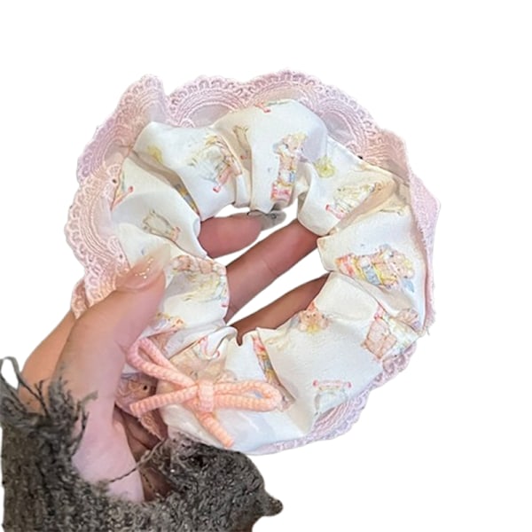 Lace Trim Scrunchie Rosa