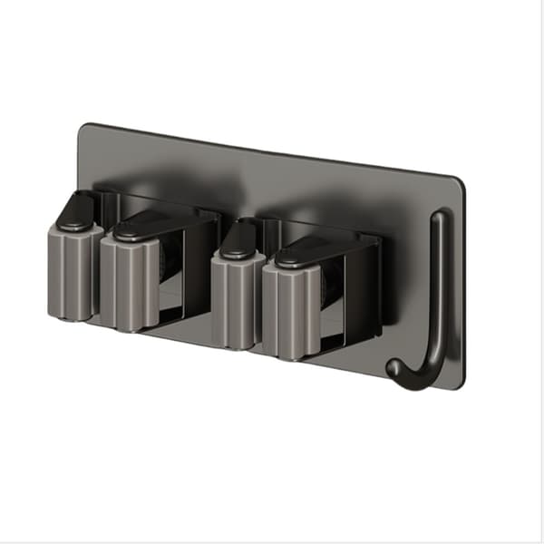 Mopphållare med krokar - Väggmonterad organizer Black Black