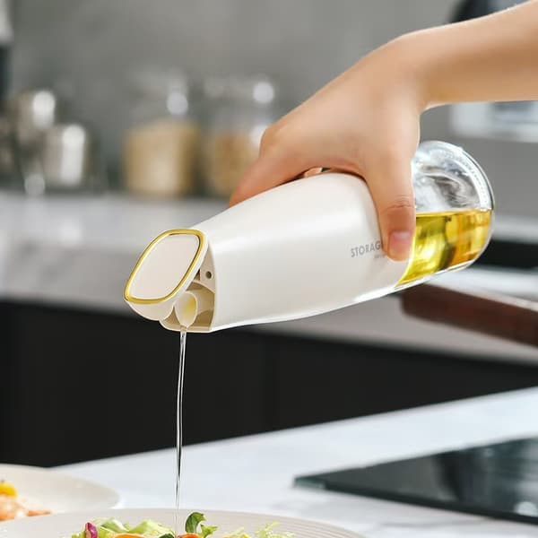 500ML Automatisk Oljedispenser med Flipplock - Droppfri Glasflaska för Köket