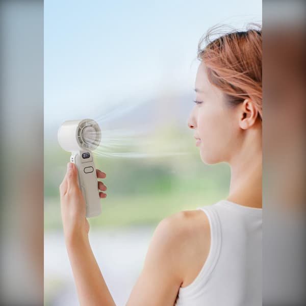 sammenfoldelig køleventilator 3600mAh genopladelig køling til rejse og pendling iskompression, 135° foldbar, LED-display, halsbåret handsfree White White