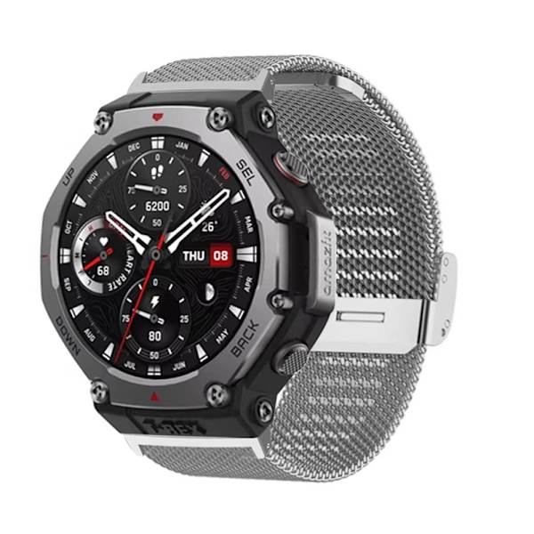Silver klockarmband i rostfritt stål för Amazfit T-Rex 3 Silver